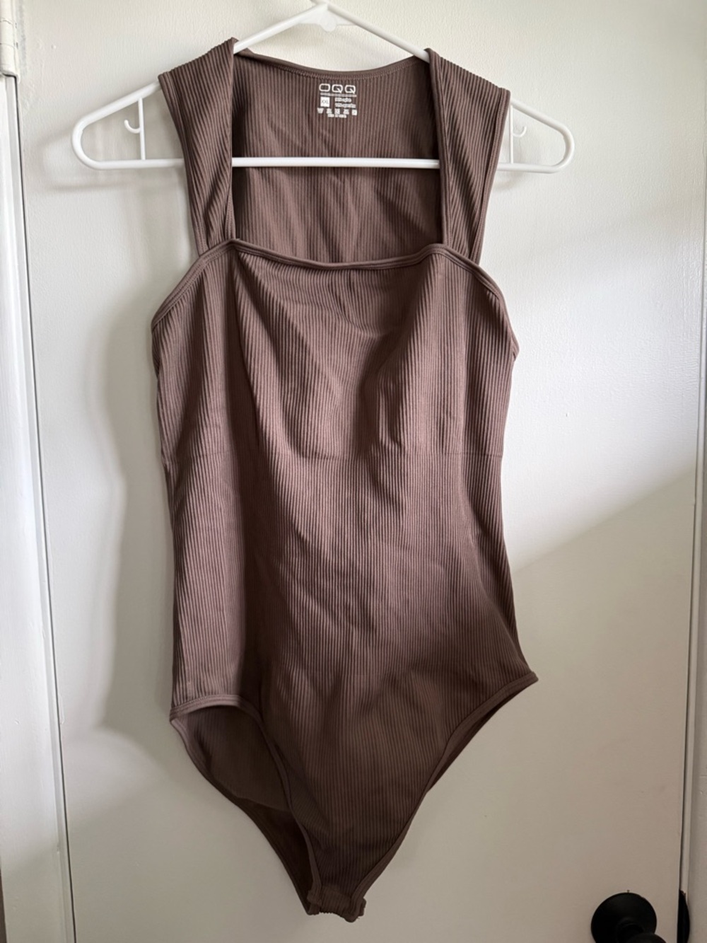OQQ Ribbed Bodysuit in Brown, Size XXL